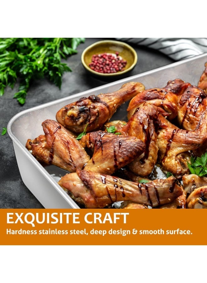 Deep Baking Sheet Pan, Stainless Steel Baking Tray (31.5x24.8x5 cm), Rectangle Tray Bake Tin for Brownie Cake Lasagna, Non Toxic & Healthy, Mirror Finish & Rust Free, Durable & Dishwasher Safe - Image 4